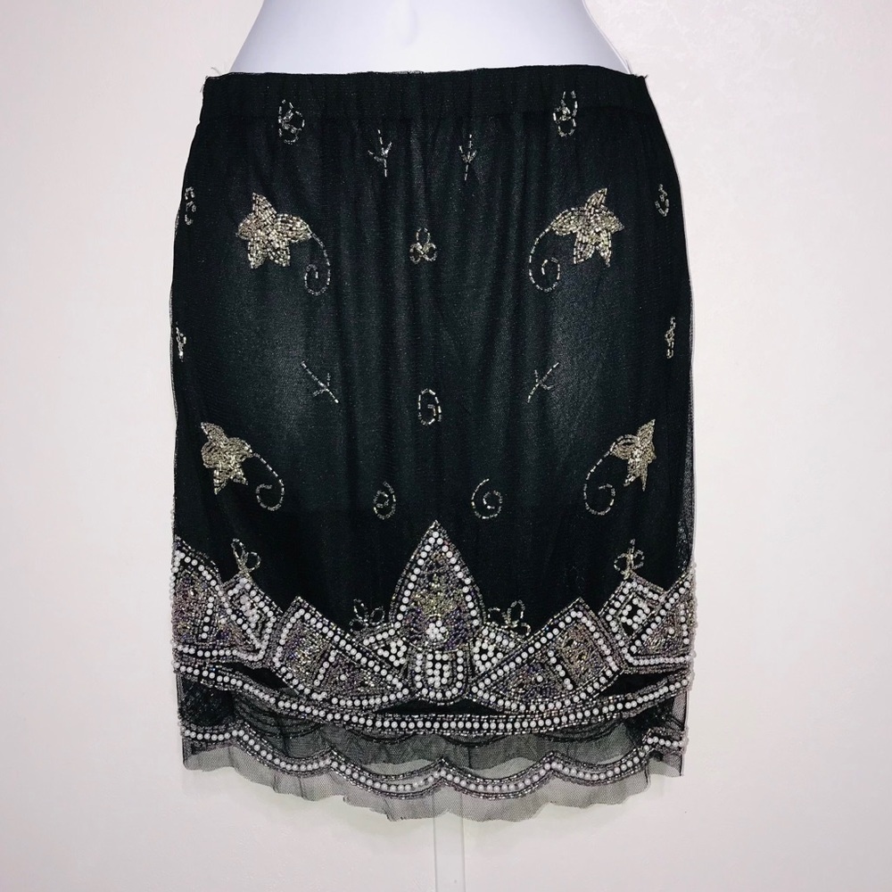 Mieeion Beaded Midi Skirt Black Size Small